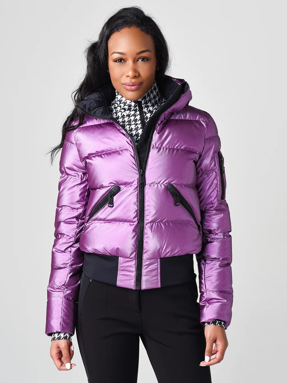 Goldbergh Bombardino Auro Jacket Metallic Purple Ski Jacket US 6 Puffer Ski